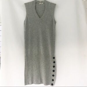Anthropologie Grey V neck sweater vest midi dress